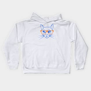 Cute cat in orange and blue Kids Hoodie